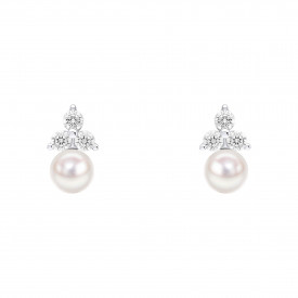 Stříbrné náušnice Shell Pearl a Cubic Zirconia